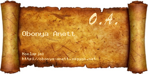 Obonya Anett névjegykártya